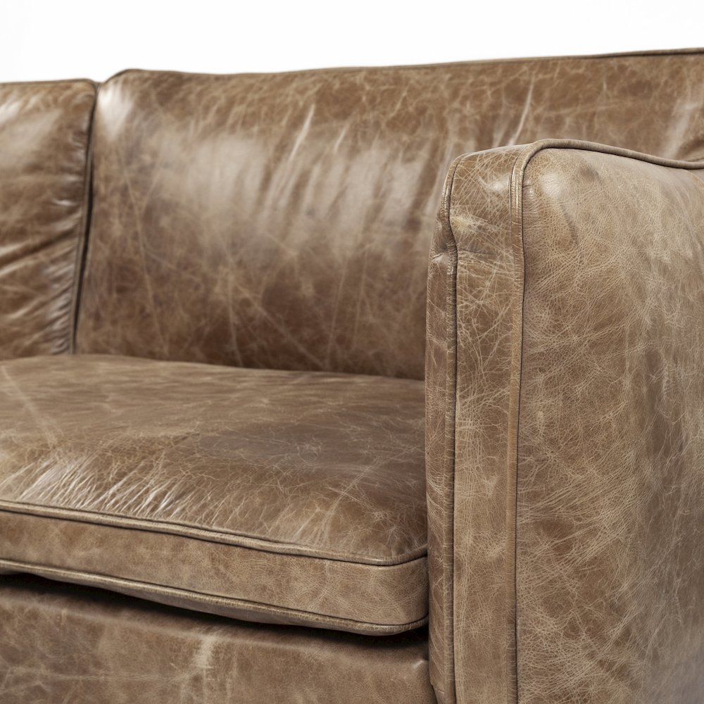 Cobain 84" Brown Leather Two Seater Sofa. Picture 12