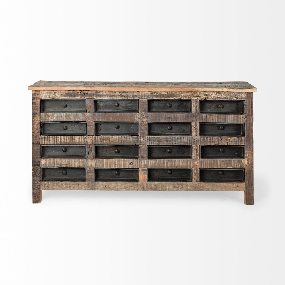 Wilton 63x16 Reclaimed Wood and Metal 16 Drawer Sideboard. Picture 3