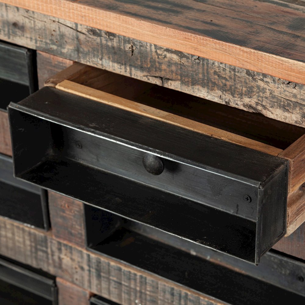 Wilton 63x16 Reclaimed Wood and Metal 16 Drawer Sideboard. Picture 5
