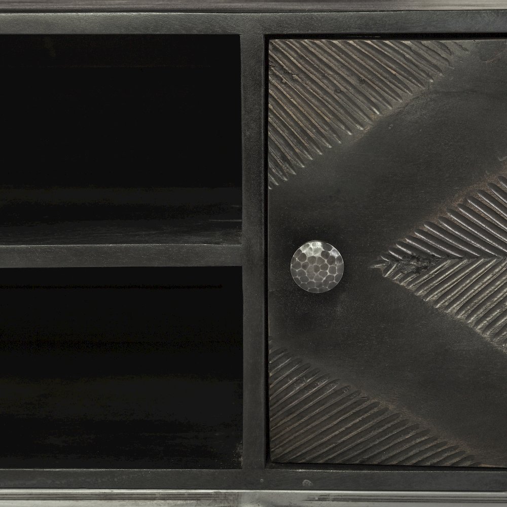 Dark Brown Solid Wood Tv Stand Media Console With Storage, Tv Up To 81". Picture 3