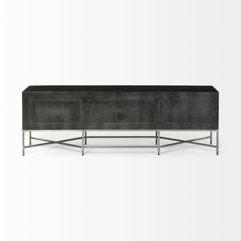 Dark Brown Solid Wood Tv Stand Media Console With Storage, Tv Up To 81". Picture 10
