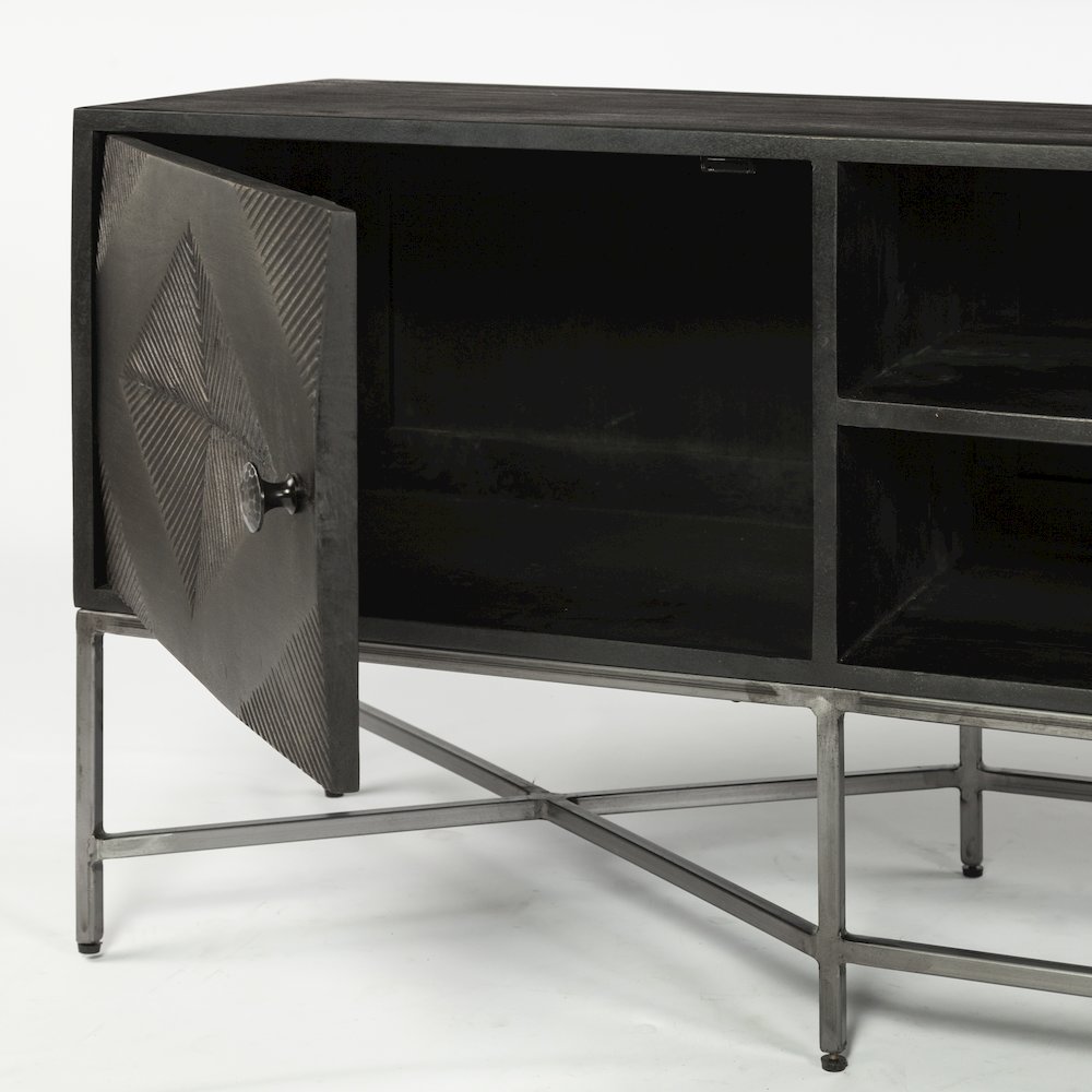 Dark Brown Solid Wood Tv Stand Media Console With Storage, Tv Up To 81". Picture 12