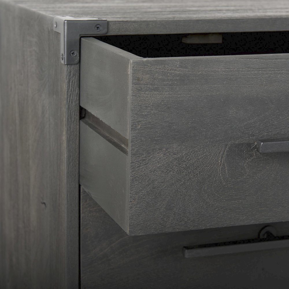 34L X 18W Brown Wood And Iron 3 Drawer Accent Cabinet. Picture 3