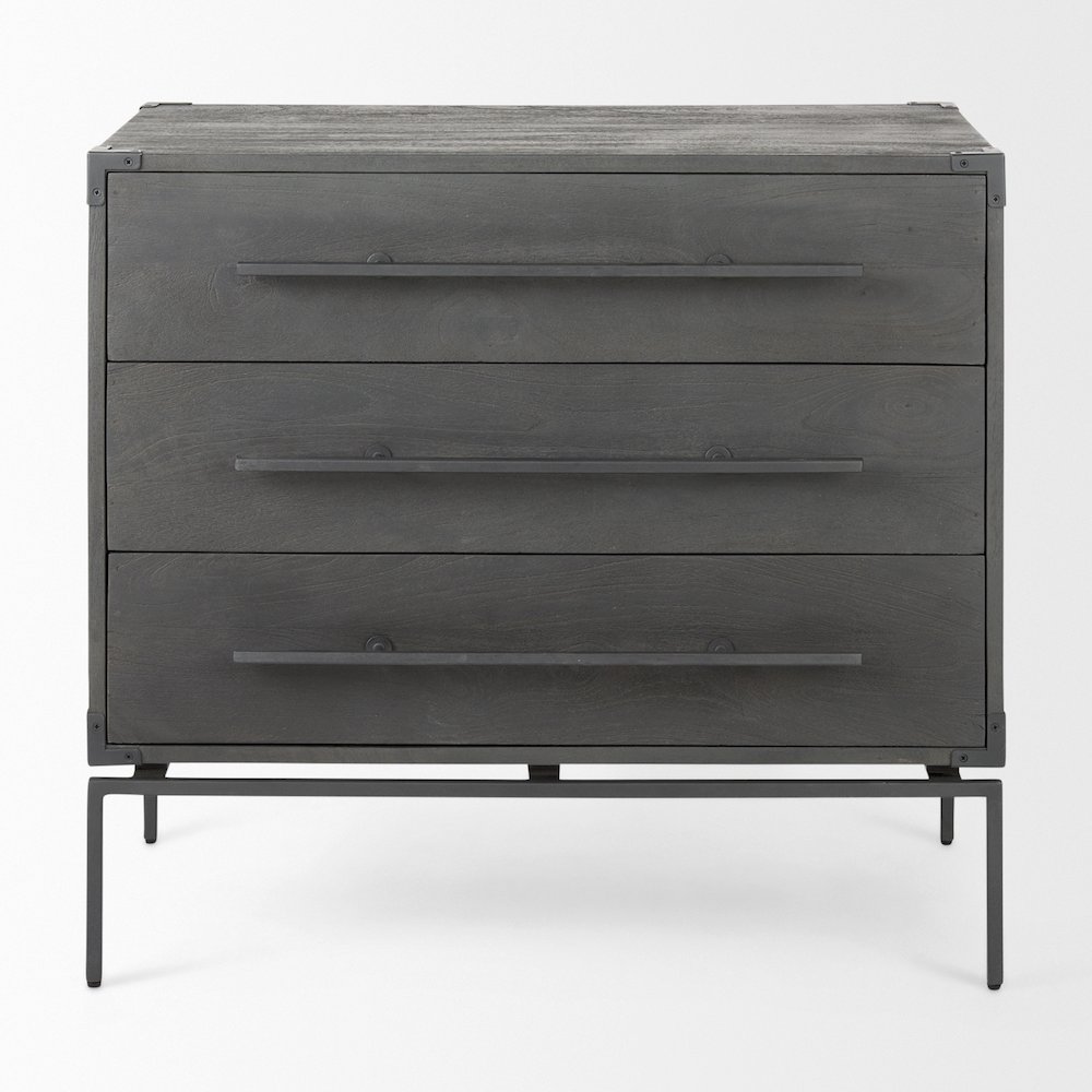34L X 18W Brown Wood And Iron 3 Drawer Accent Cabinet. Picture 9