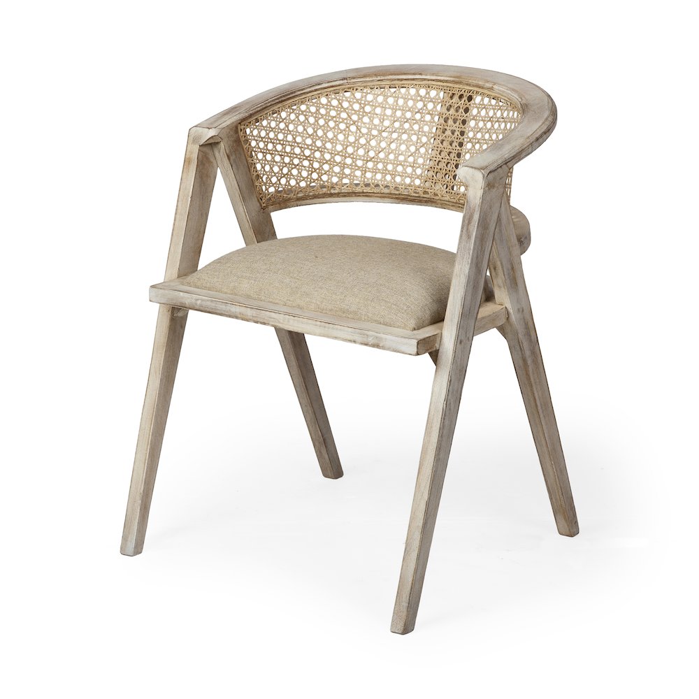 Blonde Wooden Frame 100% Polyester Seat Dining Chair. Picture 1
