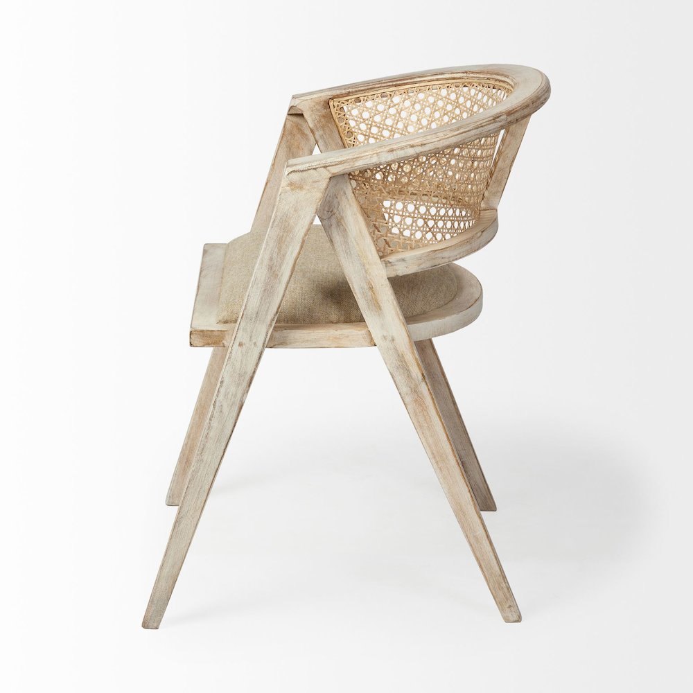 Blonde Wooden Frame 100% Polyester Seat Dining Chair. Picture 3