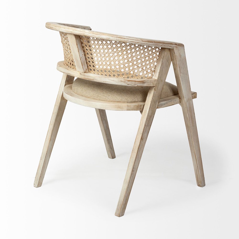 Blonde Wooden Frame 100% Polyester Seat Dining Chair. Picture 5