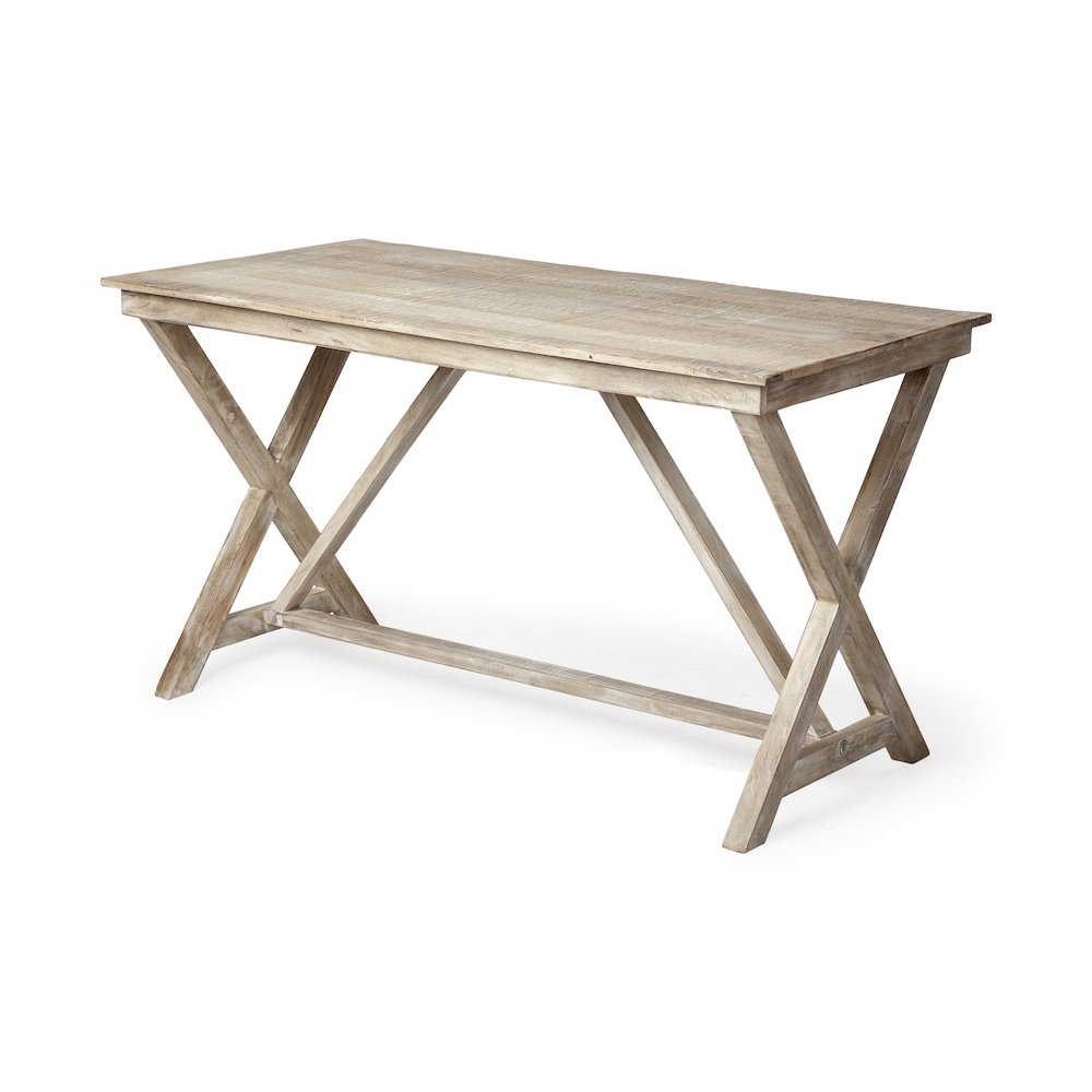 Tracy 54L x 28W Natural X Frame Wood Office Desk. Picture 1