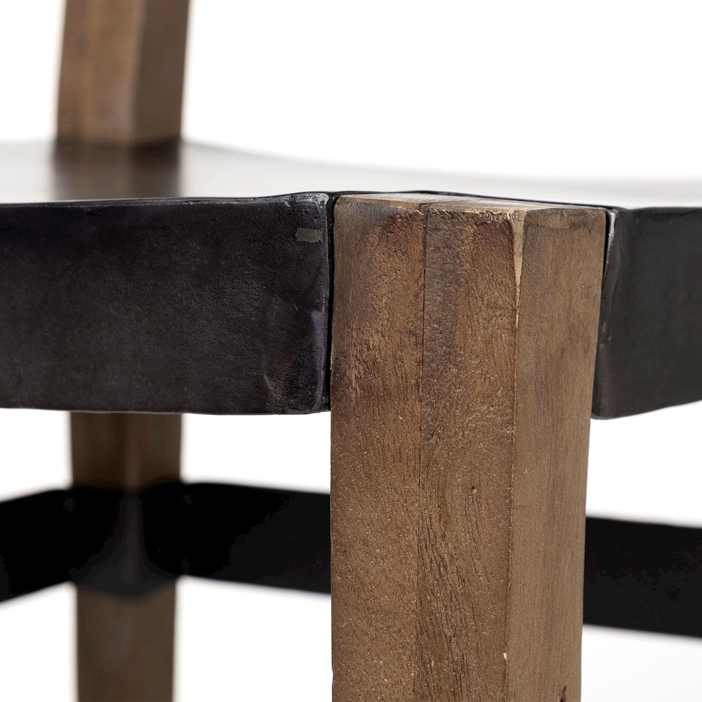 Black Iron Seat Solid Brown Wooden Base Dining Chair. Picture 7