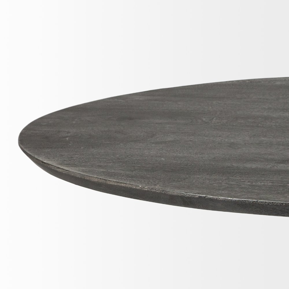 Maxwell 54" Brown Solid Wood Top Brown Metal/Wood Base Dining Table. Picture 4