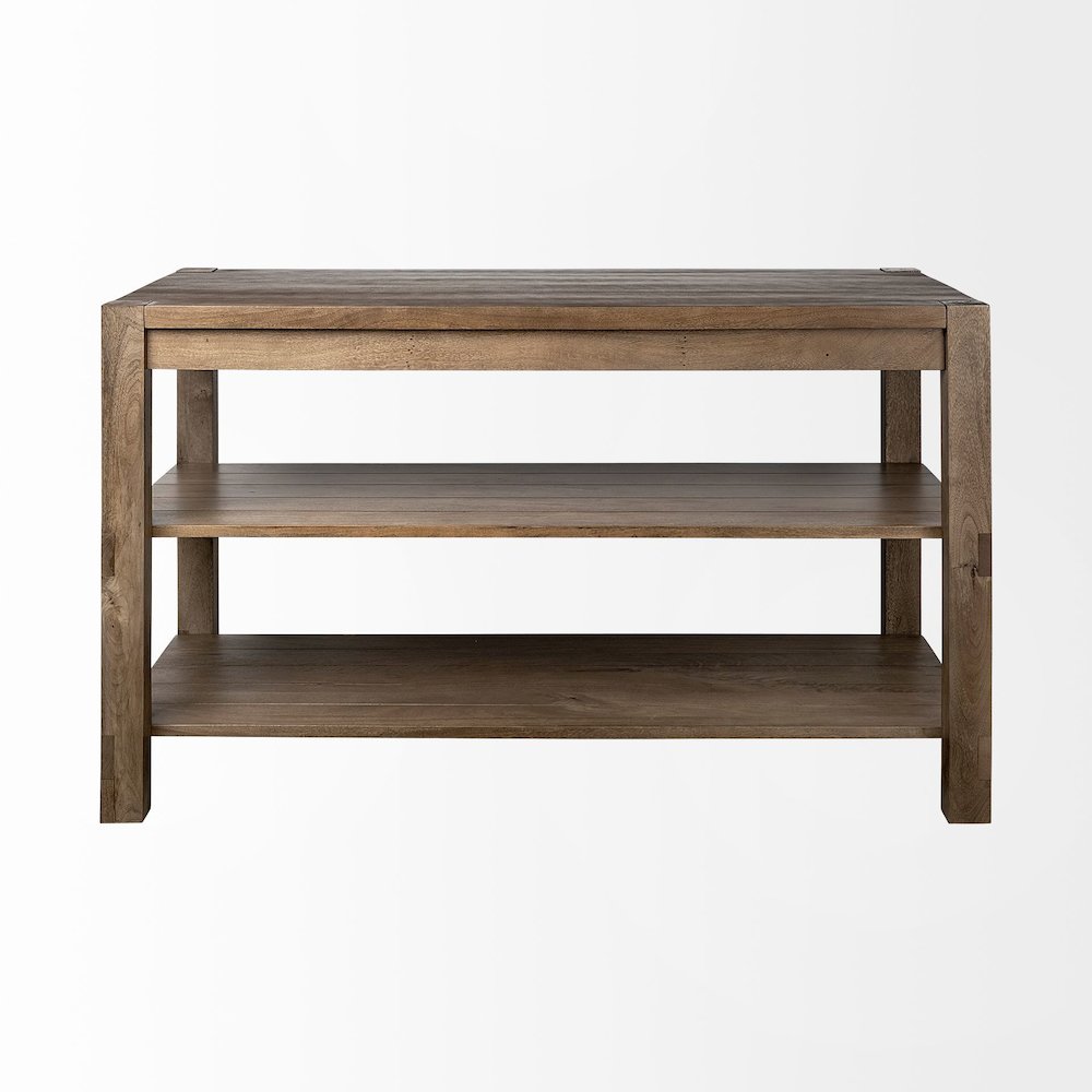 Emeril Brown Solid Wood Two-Tier Smooth Counter Top Kitchen Island. Picture 2