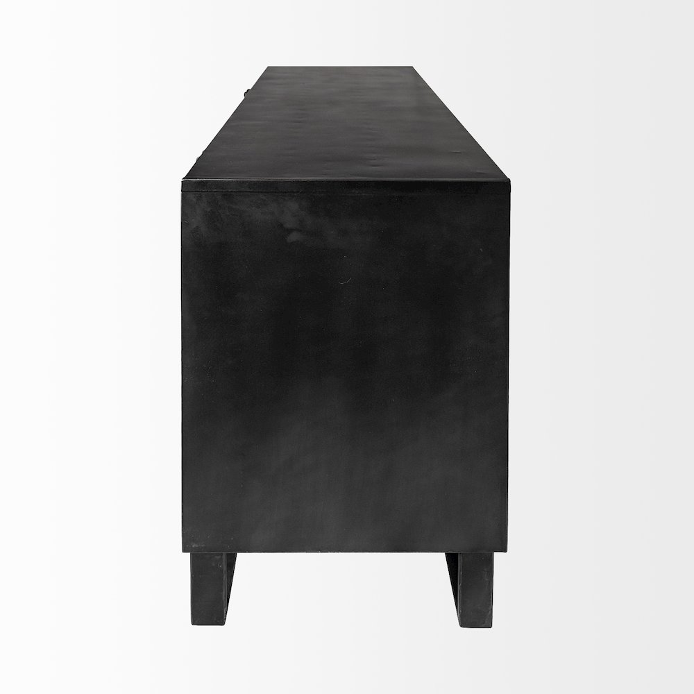 82X20 Brown Solid Wood With Black Metal Frame 3 Drawer 2 Cabinet Door Sideboard. Picture 3