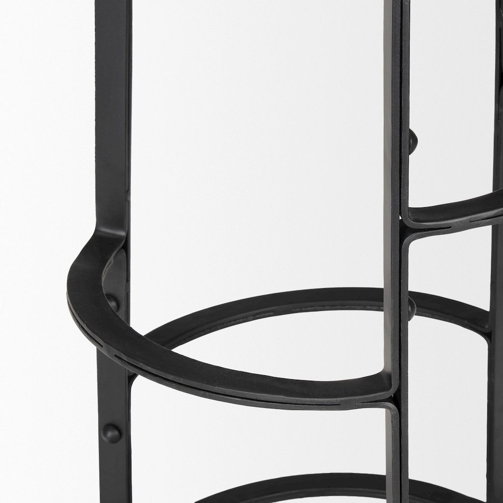 26.3" Seat Height Brown Wood Seat Black Metal Frame Stool. Picture 9