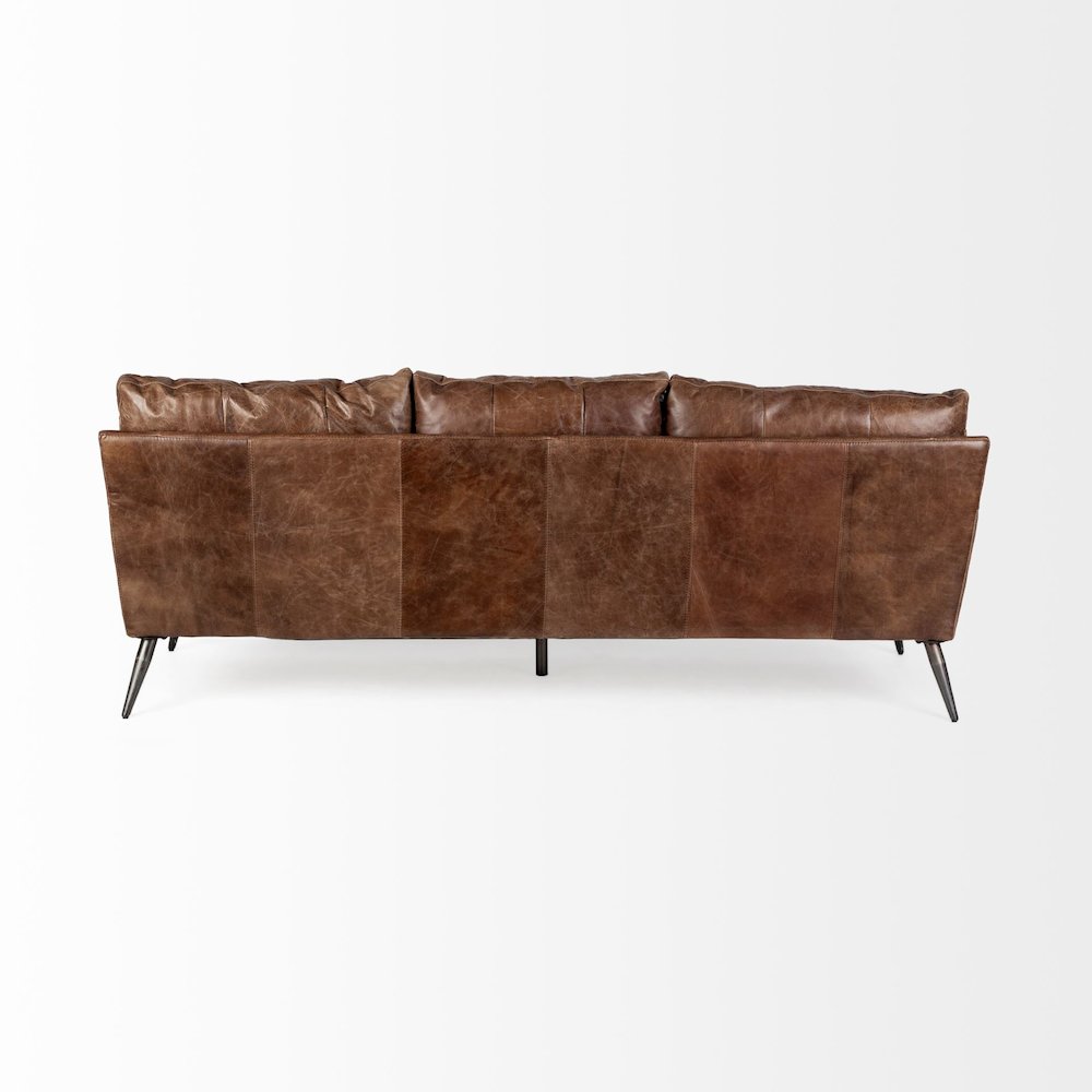 Cochrane 82L x 33W x 32.25H Brown Leather Three Seater Sofa. Picture 5