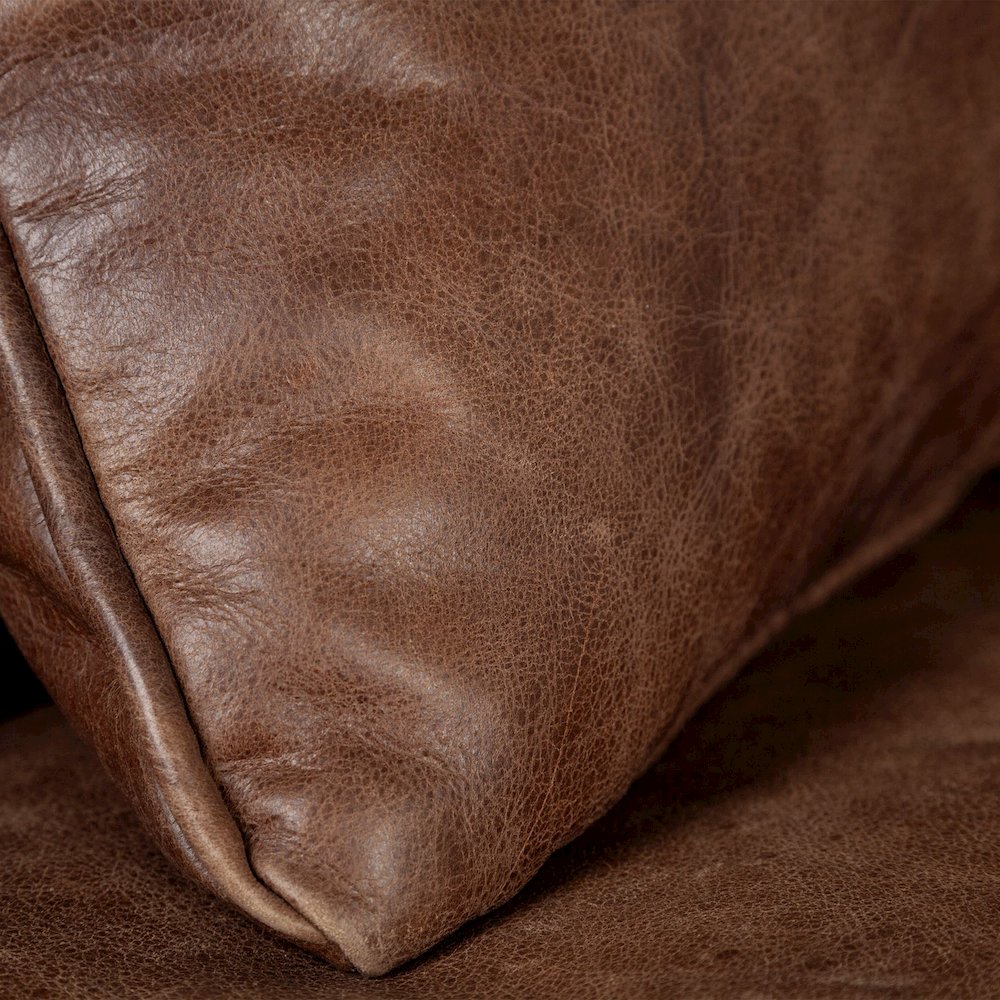 Cochrane 82L x 33W x 32.25H Brown Leather Three Seater Sofa. Picture 6