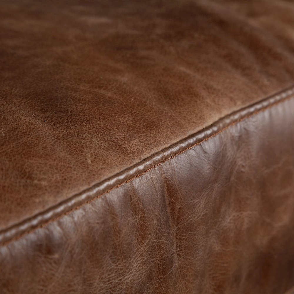 Cochrane 82L x 33W x 32.25H Brown Leather Three Seater Sofa. Picture 7