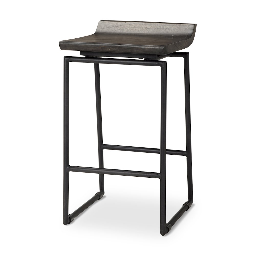 Iv 24.25" Seat Height Black Wood Seat Black Frame Stool. Picture 1