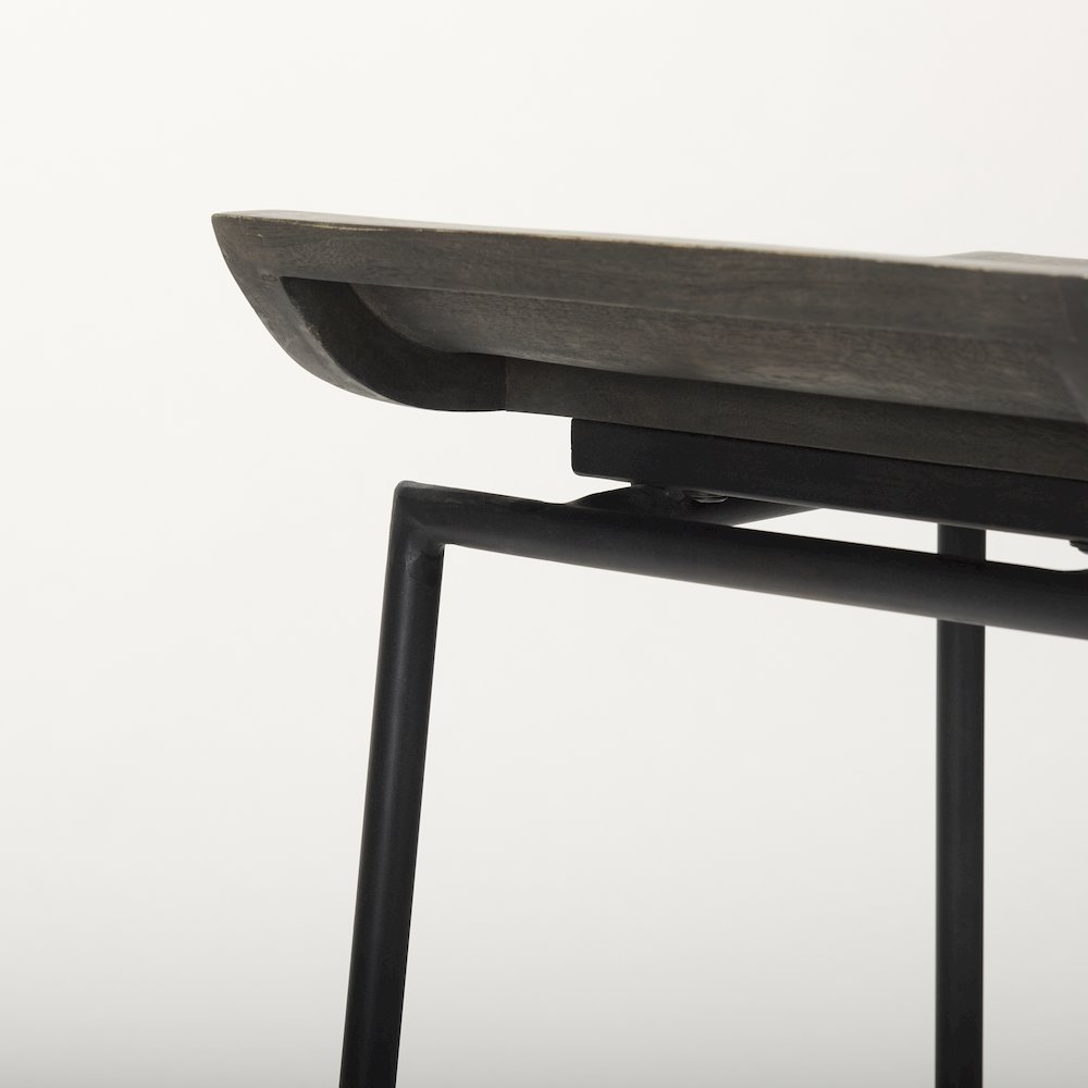 Iv 24.25" Seat Height Black Wood Seat Black Frame Stool. Picture 2
