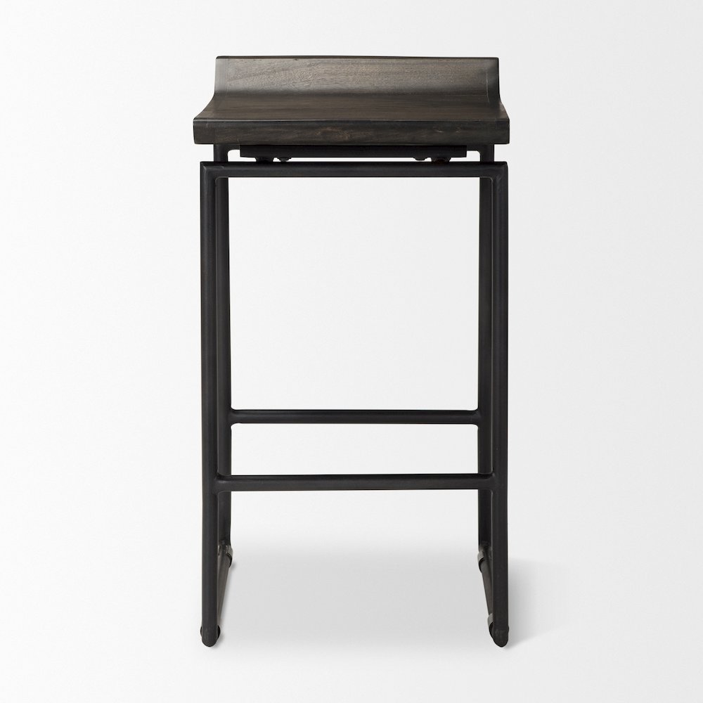 Iv 24.25" Seat Height Black Wood Seat Black Frame Stool. Picture 7
