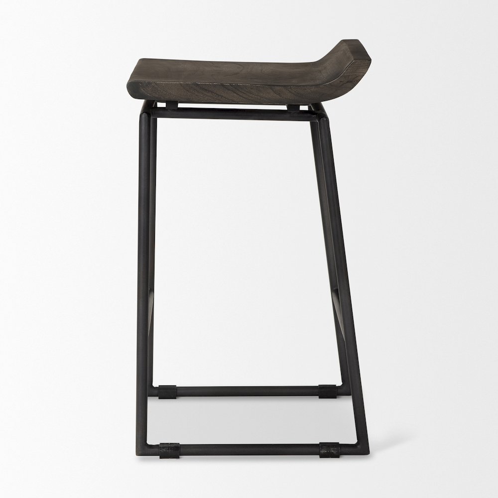 Iv 24.25" Seat Height Black Wood Seat Black Frame Stool. Picture 8