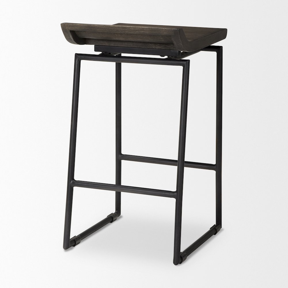 Iv 24.25" Seat Height Black Wood Seat Black Frame Stool. Picture 10