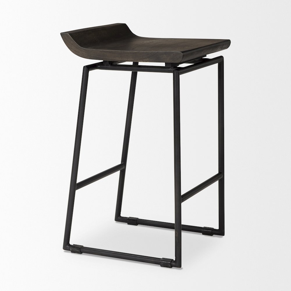 Iv 24.25" Seat Height Black Wood Seat Black Frame Stool. Picture 11