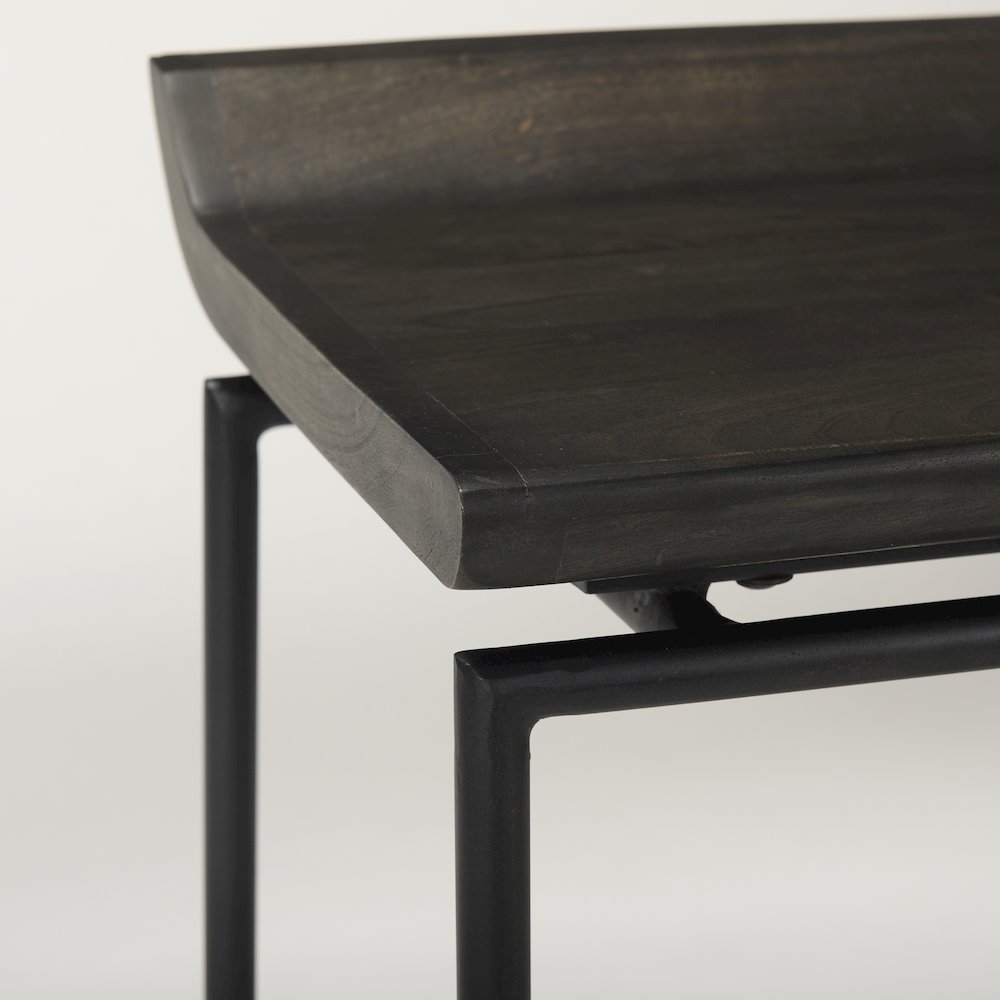 Iv 24.25" Seat Height Black Wood Seat Black Frame Stool. Picture 12