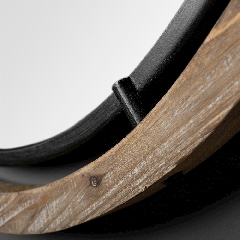 Jos19" Brown Wood and Black Metal Frame Mirror. Picture 5
