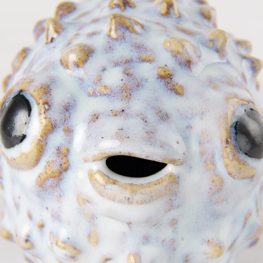 Spike (Small) 8L x 4W Off-White Ceramic Puffer Fish. Picture 11