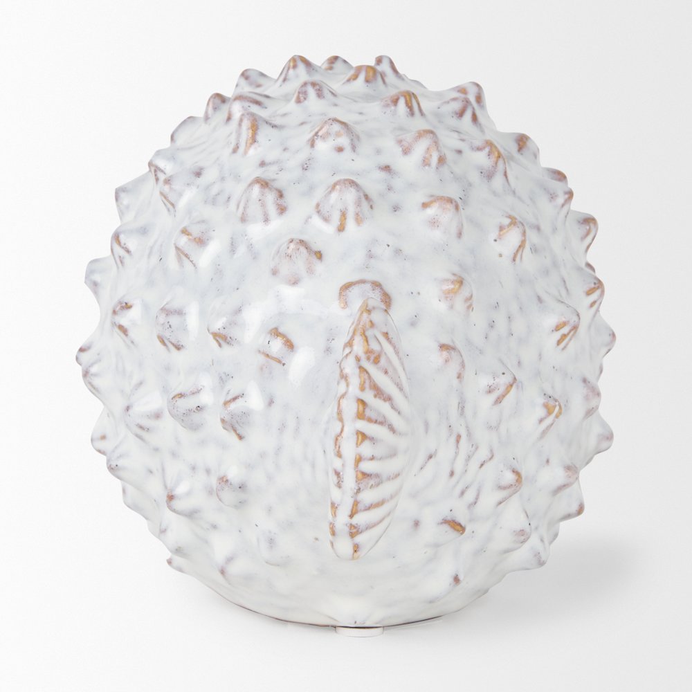 Spike (Large) 10L x 6W Off-White Ceramic Puffer Fish. Picture 8
