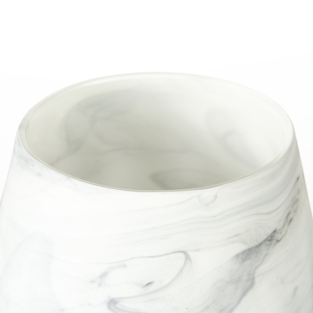 Volta Short Gray Cream Glass Abstract Pattern Vase. Picture 5
