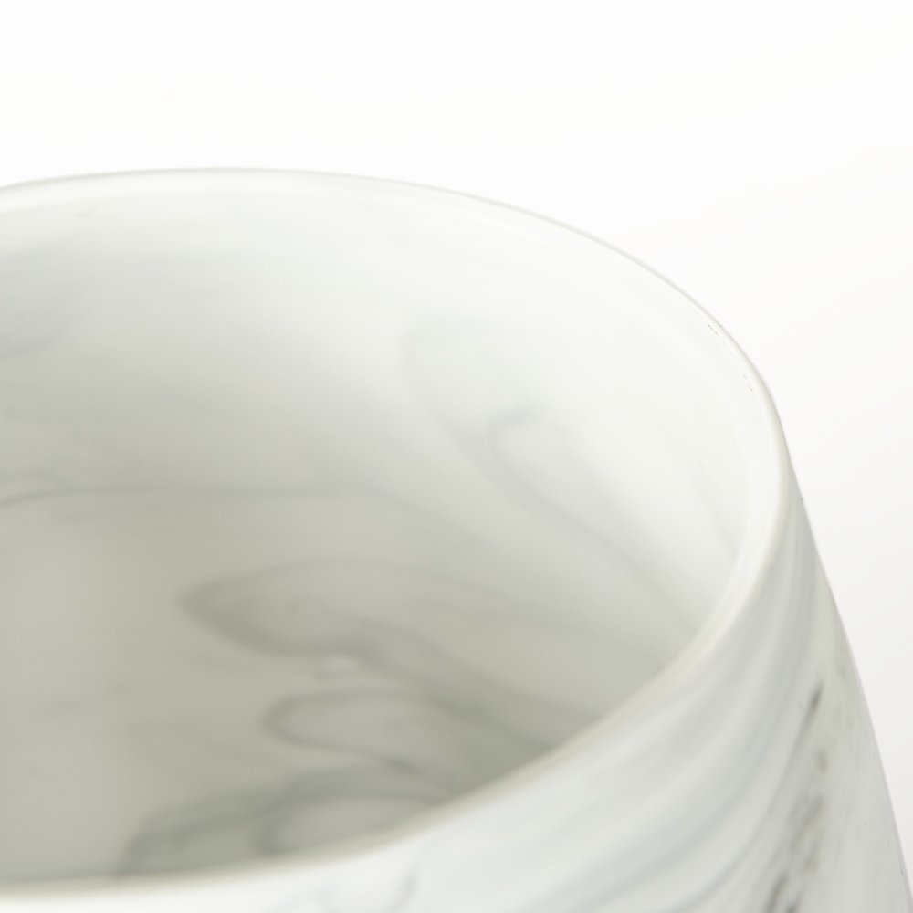 Volta Short Gray Cream Glass Abstract Pattern Vase. Picture 6