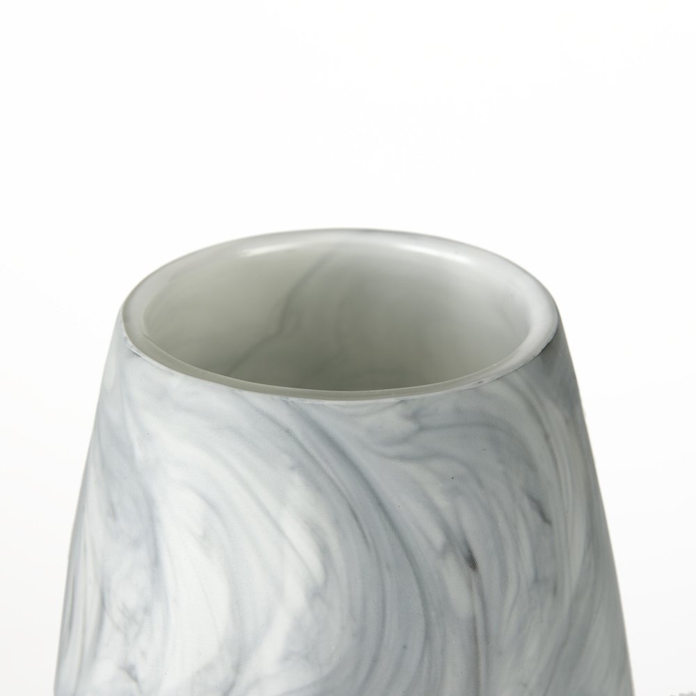 Volta Tall White Gray Abstract Pattern Glass Vase. Picture 5