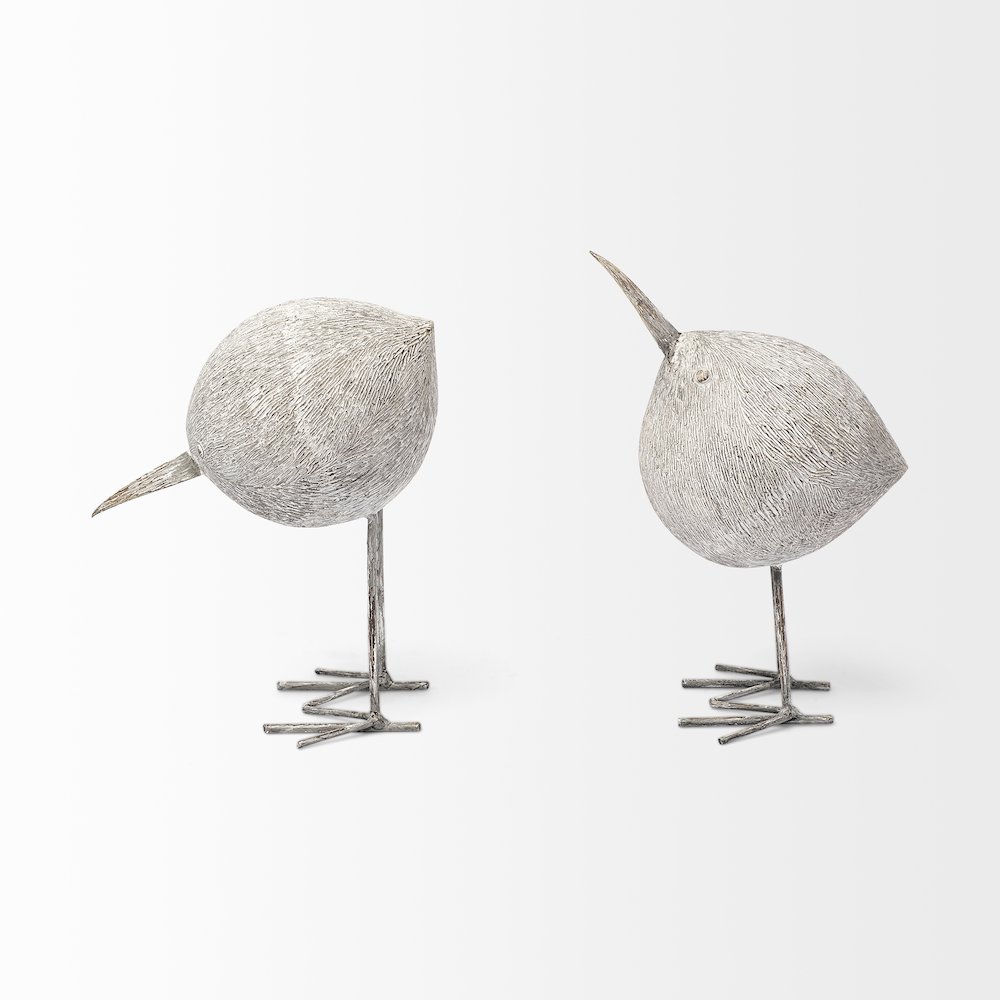 Snipe 6L x 6W Off-White Resin Bird Ornament Metal Feet. Picture 3