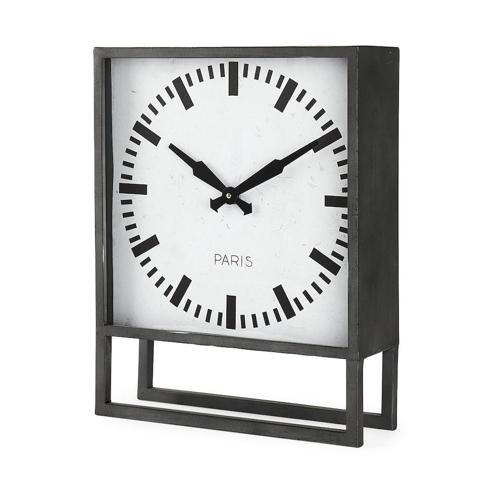 Felix Gray Metal Square Table Clock. Picture 1