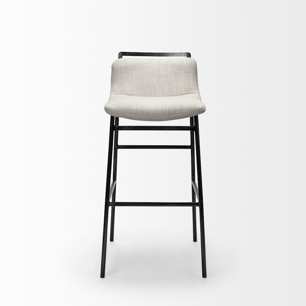 33.5" Total Height Beige Upholstered Seat Gray Metal Frame Counter Stool. Picture 3