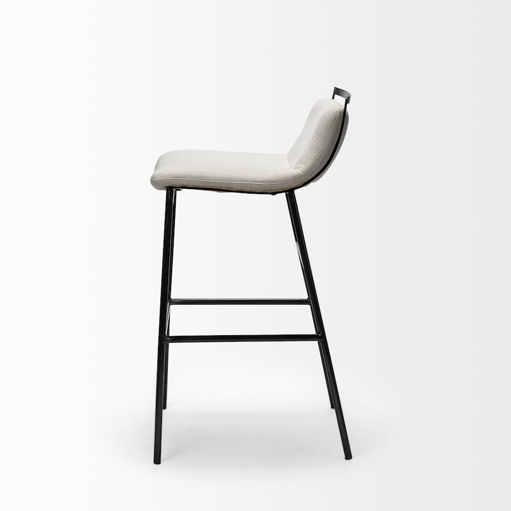 33.5" Total Height Beige Upholstered Seat Gray Metal Frame Counter Stool. Picture 4
