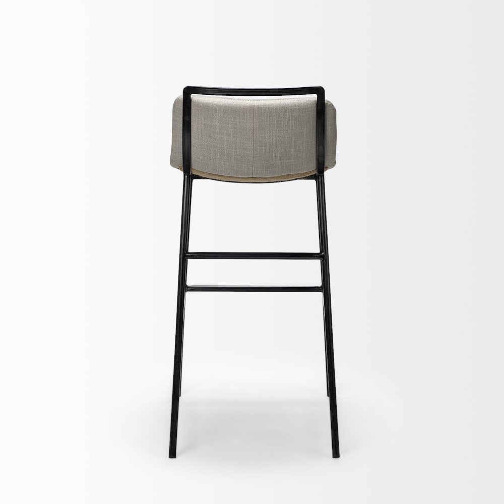 33.5" Total Height Beige Upholstered Seat Gray Metal Frame Counter Stool. Picture 5
