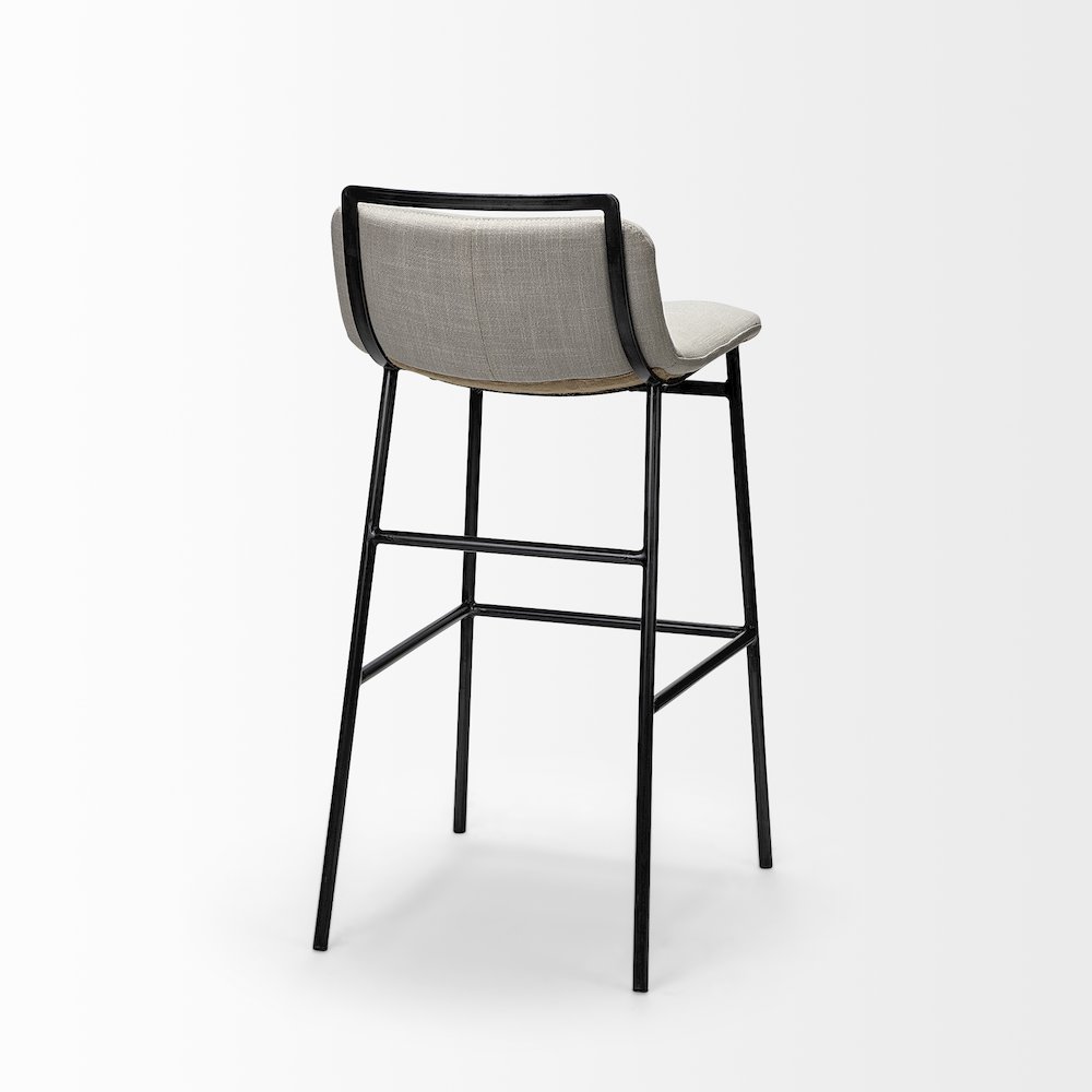 33.5" Total Height Beige Upholstered Seat Gray Metal Frame Counter Stool. Picture 6