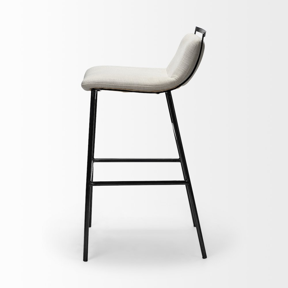 37.5" Total Height Beige Upholstered Seat Gray Metal Frame Bar Stool. Picture 4