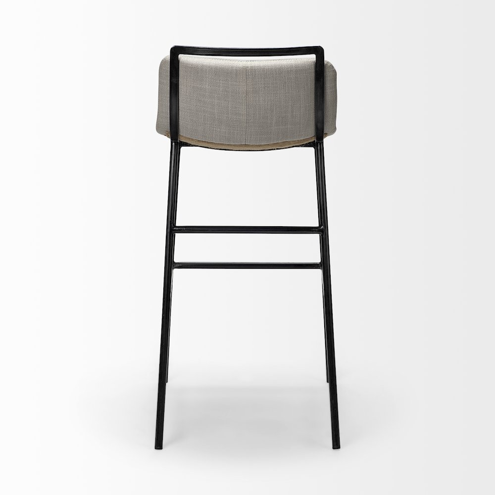 37.5" Total Height Beige Upholstered Seat Gray Metal Frame Bar Stool. Picture 5