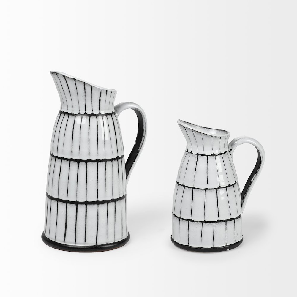 Lome Small White/Black Ceramic Jug. Picture 4