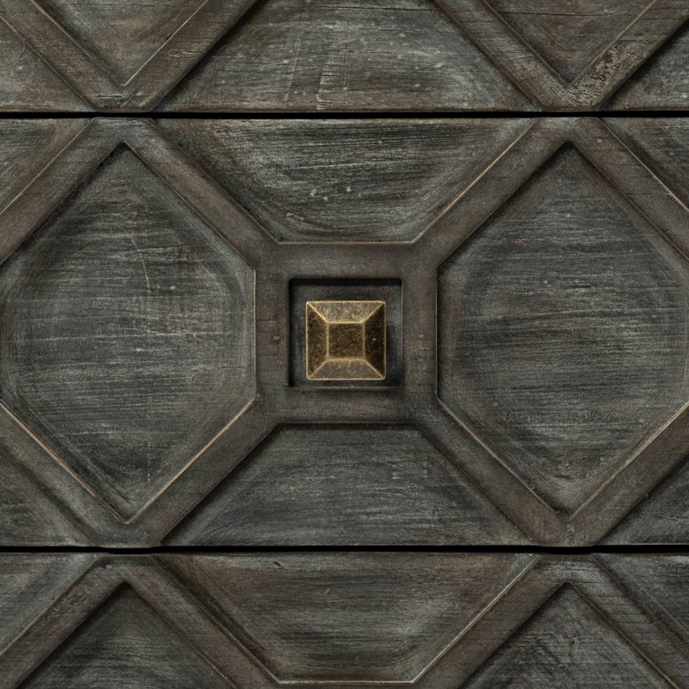 39L X 16W Gray Fir Veneer And Metal Base 3 Drawer Accent Cabinet. Picture 2
