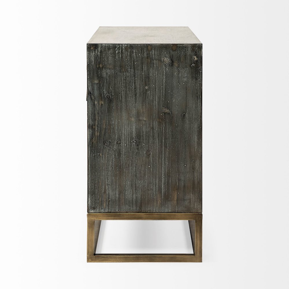 39L X 16W Gray Fir Veneer And Metal Base 3 Drawer Accent Cabinet. Picture 9