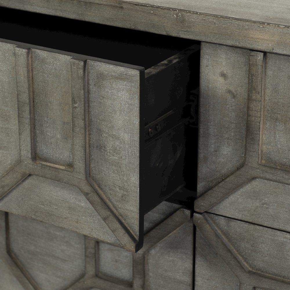 Genevieve 70x15.8 Gray Fir VeneerGold Metal Frame Base 9 Drawer Sideboard. Picture 2