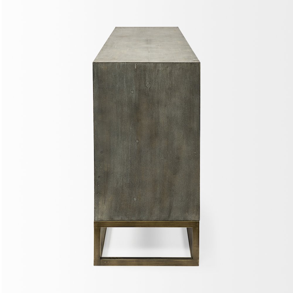 Genevieve 70x15.8 Gray Fir VeneerGold Metal Frame Base 9 Drawer Sideboard. Picture 9