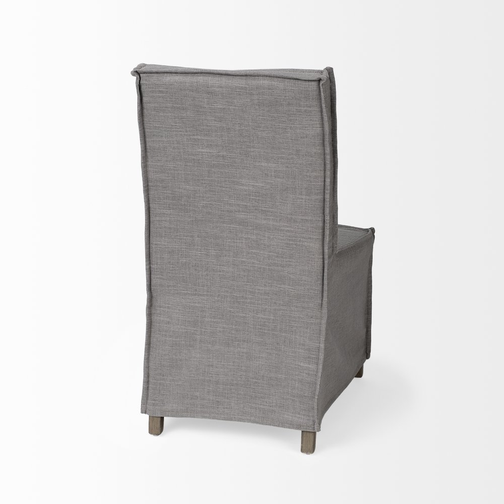 Grey Fabric Slip-Cover Brown Wooden Base Dining Chair. Picture 6