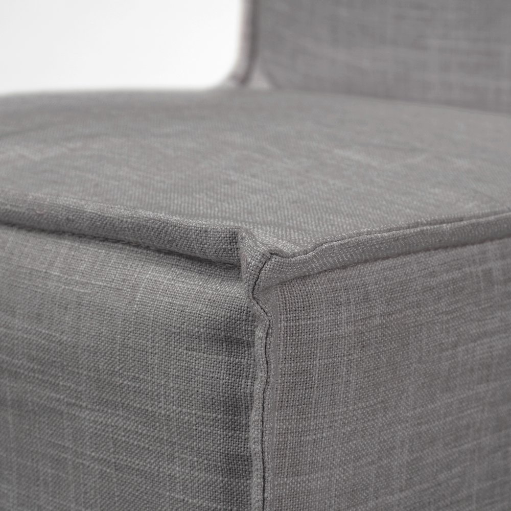 Grey Fabric Slip-Cover Brown Wooden Base Dining Chair. Picture 7