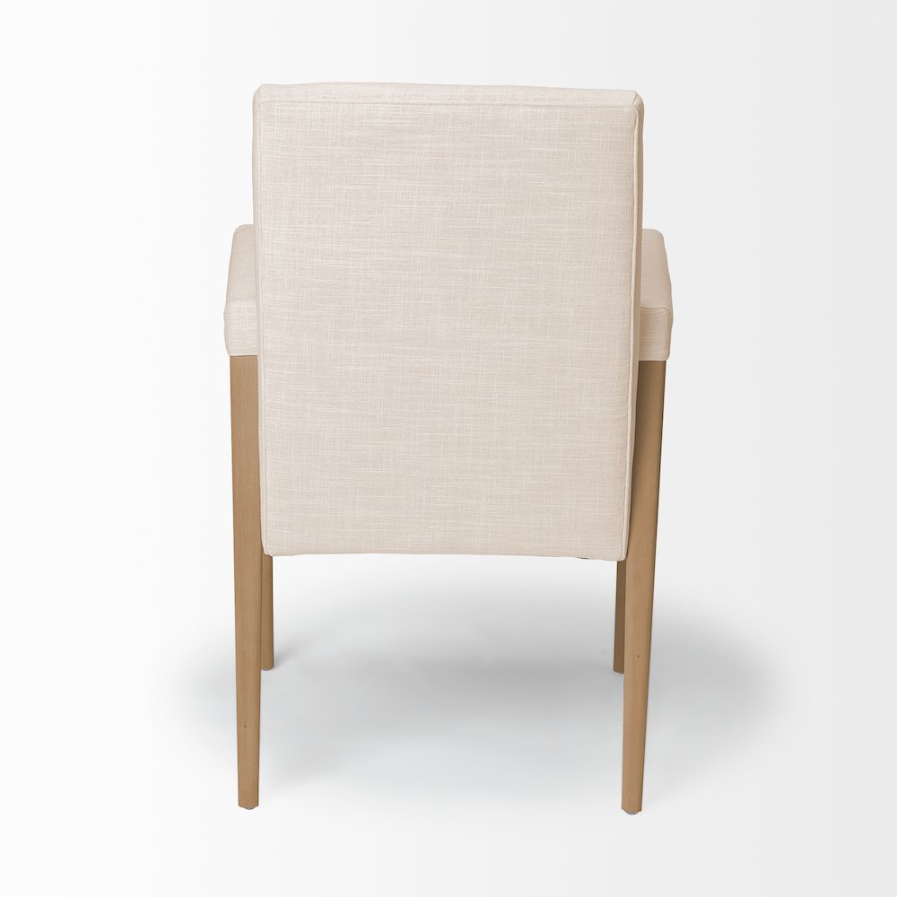Cream Fabric Wrap Brown Wood Frame Dining Chair. Picture 5
