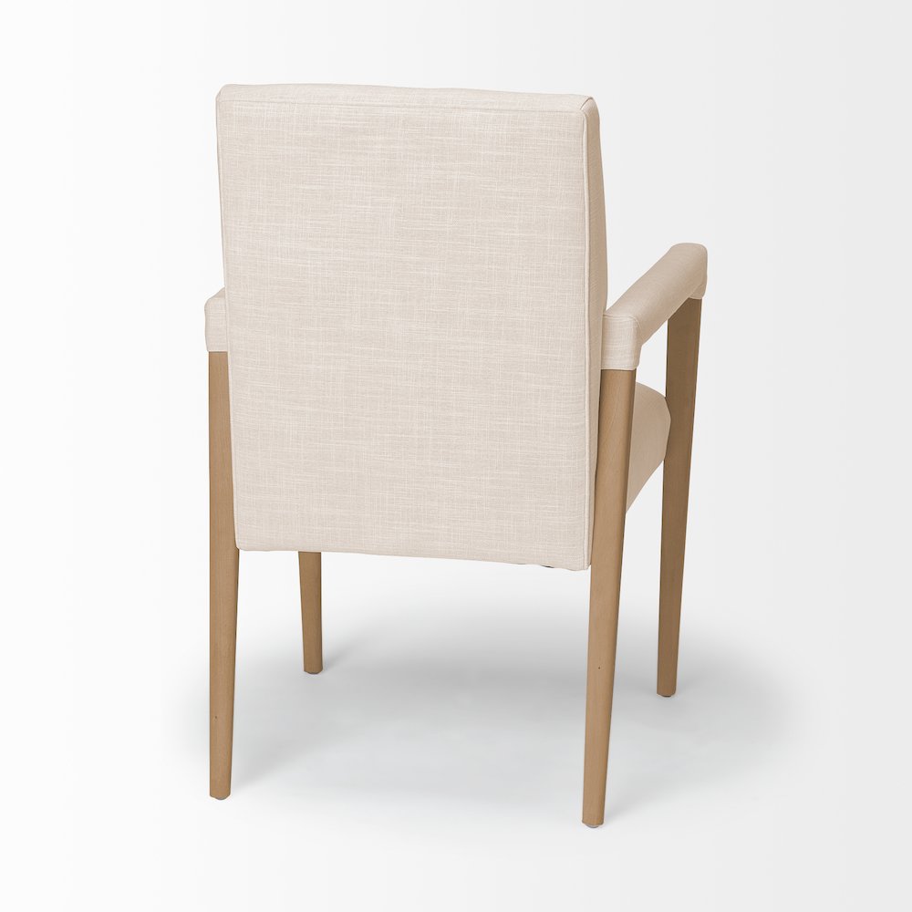 Cream Fabric Wrap Brown Wood Frame Dining Chair. Picture 6